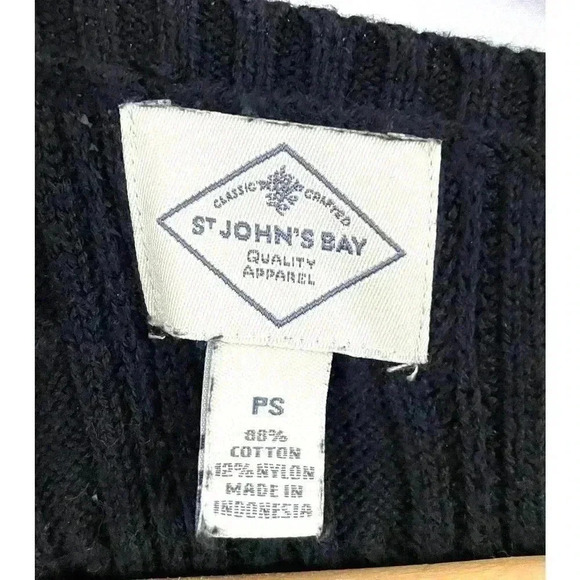 St. John's Bay Long Sleeve Pullover Sweater Petite SMALL Black V-Neck Women's - Picture 3 of 8